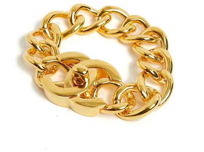 Timeless Chanel 1995 Bracciale Maxi CC Turnlock Catena Dorata D'oro - vista 2