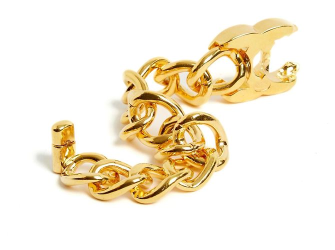 Timeless Chanel 1995 Bracciale Maxi CC Turnlock Catena Dorata D'oro - vista 3