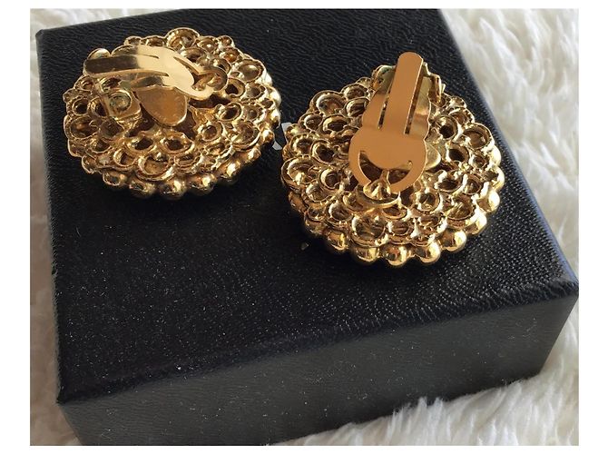 Chanel Clip-On-Ohrringe vergoldet weißer Cabochon Golden - Ansicht 7