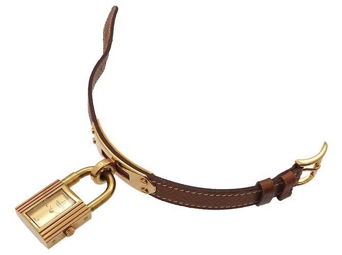 Orologio Hermès Kelly Oro e Marrone Acciaio Inossidabile - vista 4