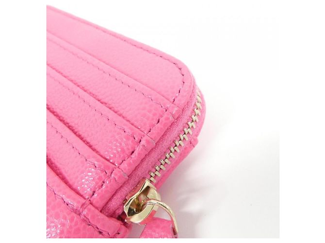 Monedero de piel de becerro granulado rosa Chanel - vista 4