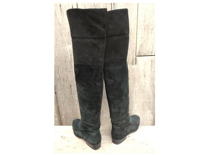 Autre Marque François Pinet Overknee-Stiefel aus schwarzem Wildleder - Ansicht 4