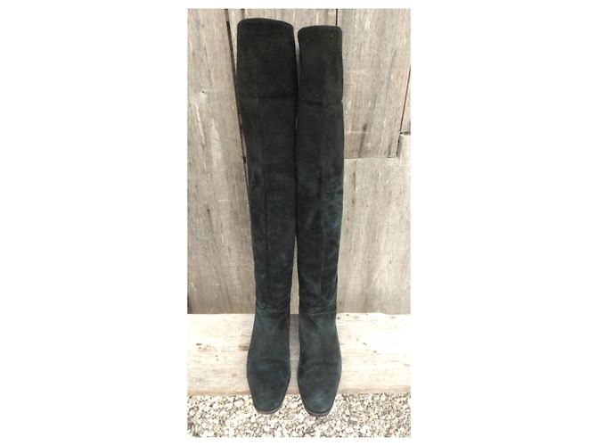 Autre Marque François Pinet Overknee-Stiefel aus schwarzem Wildleder - Ansicht 7