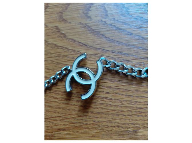 Chanel Kettengürtel mit CC-Logos Aus weiß Silber Hardware - Ansicht 5