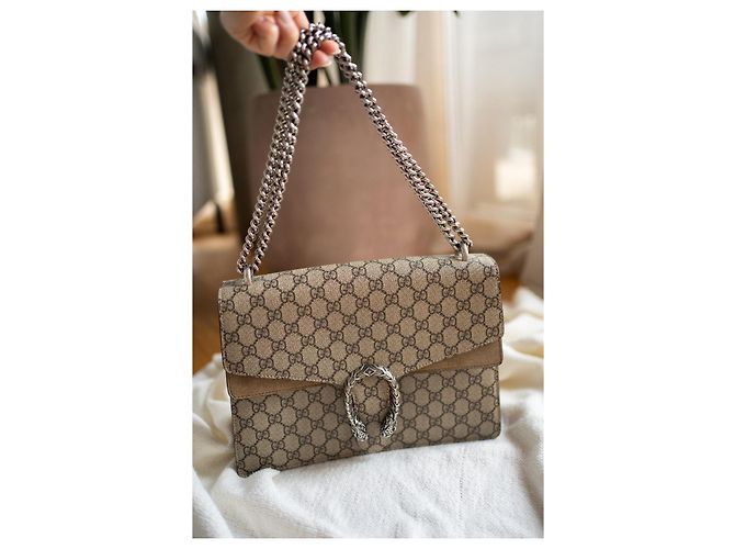 Gucci Dionysus GG Supreme Borsa a Tracolla Large Marrone Beige - vista 11