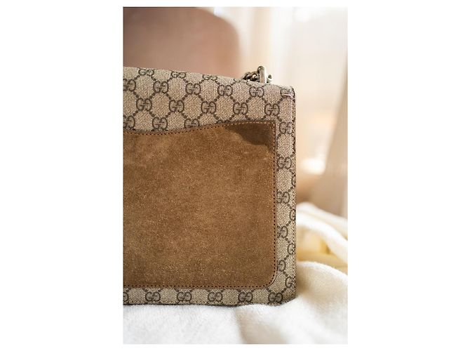 Gucci Dionysus GG Supreme Borsa a Tracolla Large Marrone Beige - vista 5