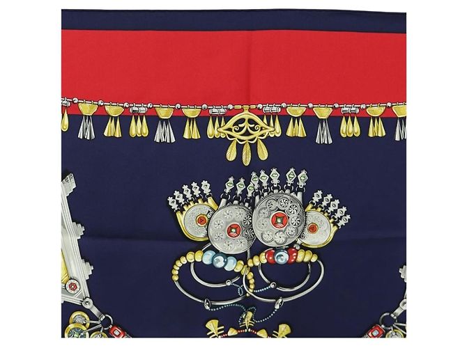 Hermès Hermes Carré 90 Seta multicolore 90 x 90 Blu navy - vista 3
