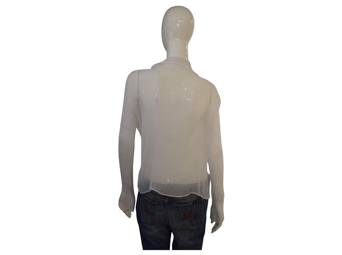 Issey Miyake Pleats Please Camicetta Cardigan con Volant Bianca Bianco - vista 3