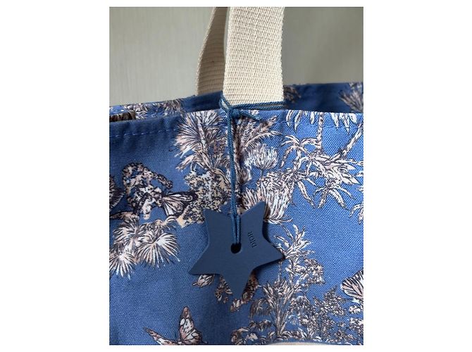 Borsa Dior Riviera in tela Toile de Jouy - Blu Bianco - vista 2