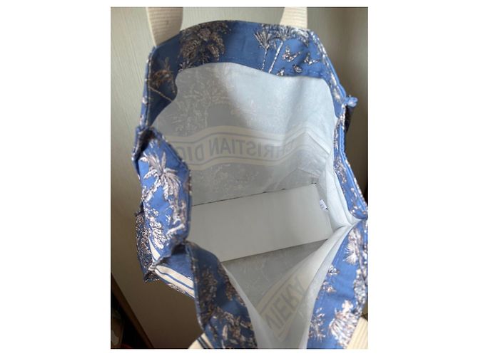 Borsa Dior Riviera in tela Toile de Jouy - Blu Bianco - vista 4