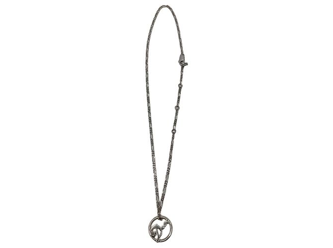 Collana Christian Dior Logo Argentata Argento - vista 4