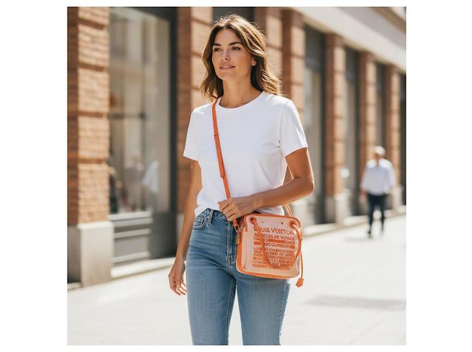 Louis Vuitton Antigua Cabas PM Tela Orange Arancione - vista 2