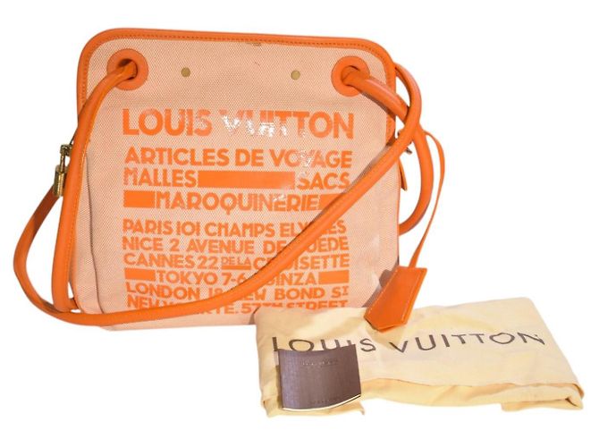 Louis Vuitton Antigua Cabas PM Tela Orange Arancione - vista 3