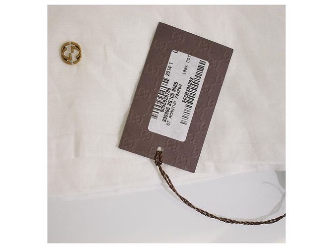 Gucci Sciarpa Samantha a Righe in Puro Cotone - Crema Bianco Beige Grigio - vista 3