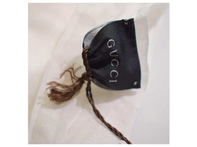 Gucci Sciarpa Samantha a Righe in Puro Cotone - Crema Bianco Beige Grigio - vista 4