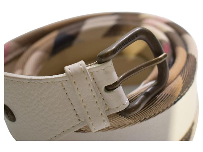 Burberry London Nova Check Ledergürtel Weiß Beige - Ansicht 4