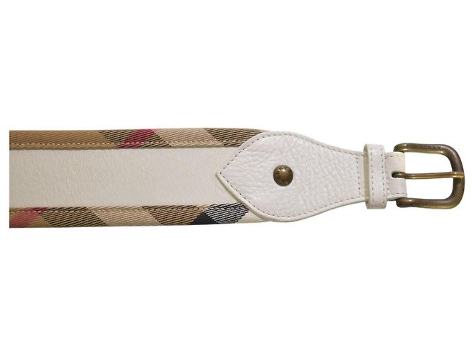 Burberry London Nova Check Ledergürtel Weiß Beige - Ansicht 5