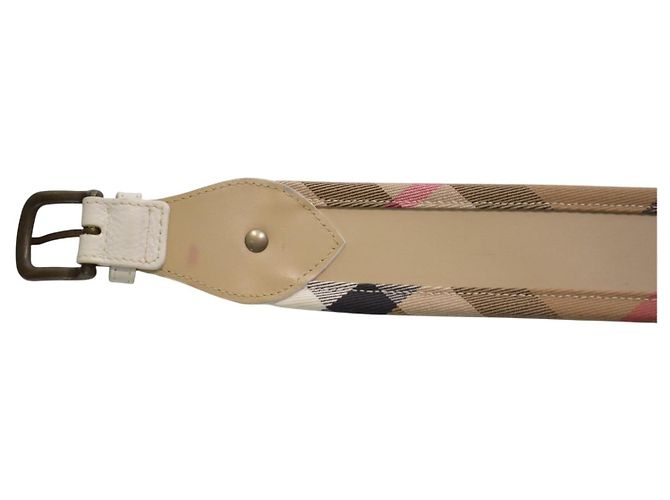 Burberry London Nova Check Ledergürtel Weiß Beige - Ansicht 9