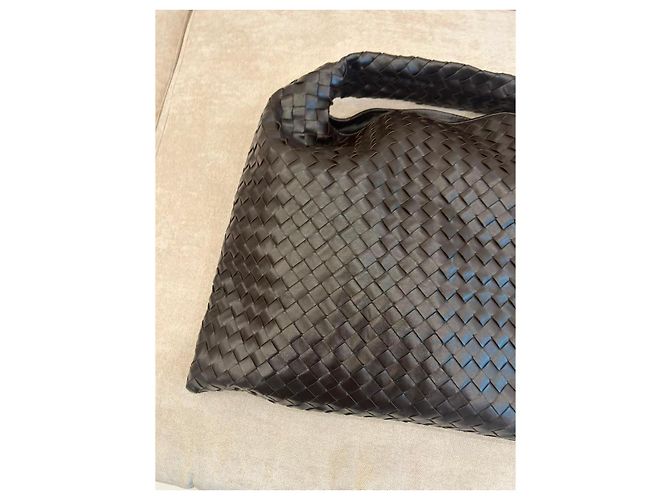 Bottega Veneta Borsa Hop Pelle Intrecciato Marrone - vista 3