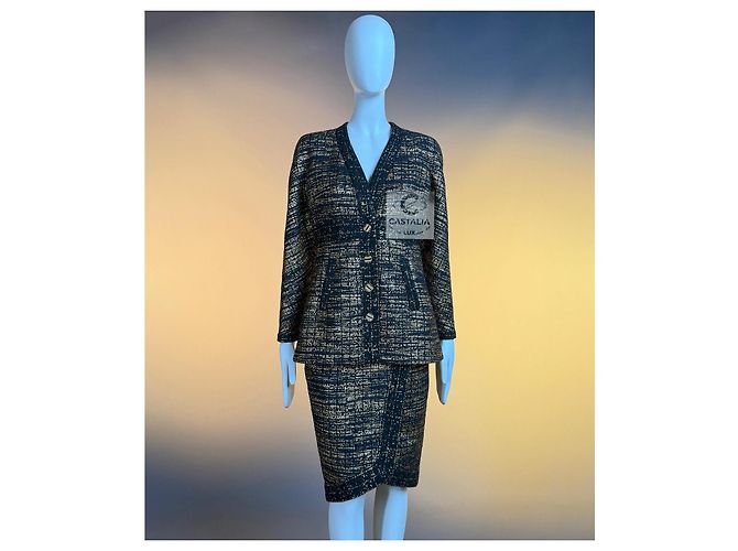 Chanel Completo Tailleur Tweed Nero e Oro Egypt Métiers d’Art - vista 2