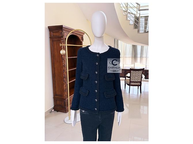 Chanel Giacca in Tweed Globalization Blu Navy Blu scuro - vista 2