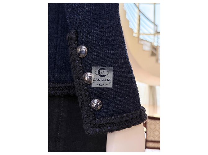Chanel Giacca in Tweed Globalization Blu Navy Blu scuro - vista 4