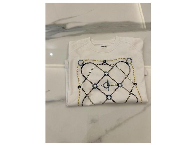 T-shirt Hermès Figure Artistique Cotone Bianco Multicolore - vista 3
