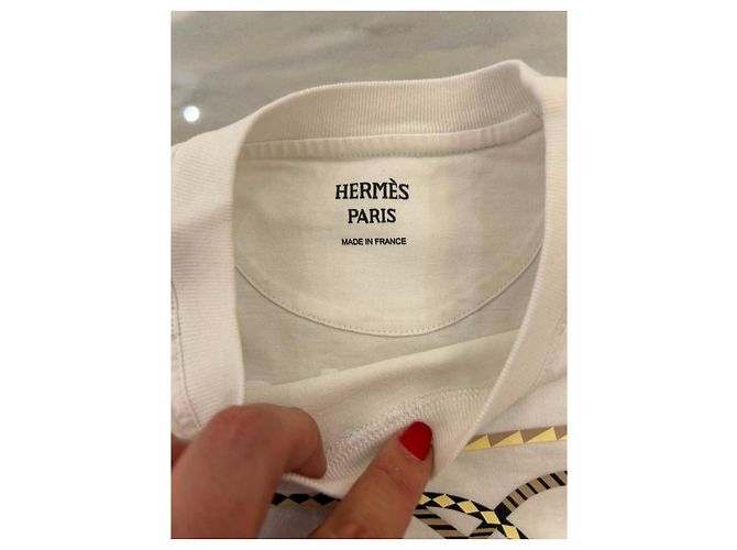 T-shirt Hermès Figure Artistique Cotone Bianco Multicolore - vista 4
