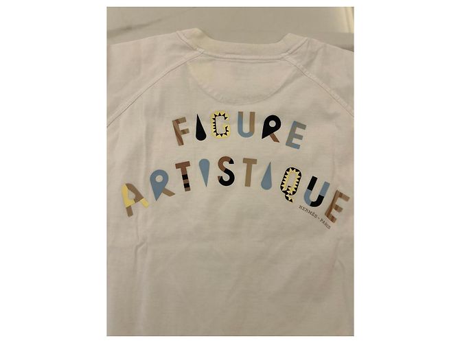 T-shirt Hermès Figure Artistique Cotone Bianco Multicolore - vista 6