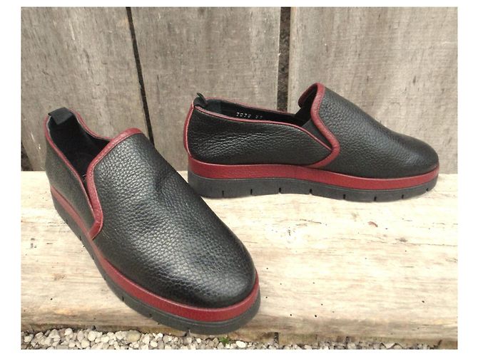 Autre Marque François Pinet Leder Loafer Schwarz Bordeaux - Ansicht 2