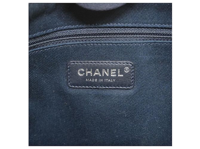 Chanel Deauville Raphia Chain Tote Bag Weiß Marineblau - Ansicht 5
