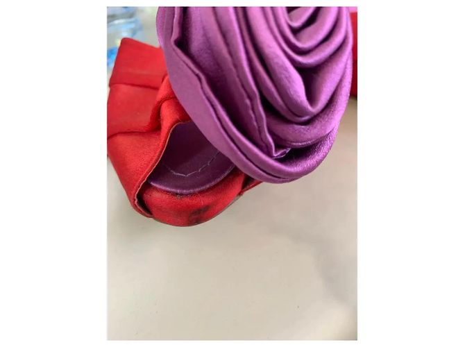 Sandali Giuseppe Zanotti in raso rosso con dettaglio floreale Porpora - vista 7