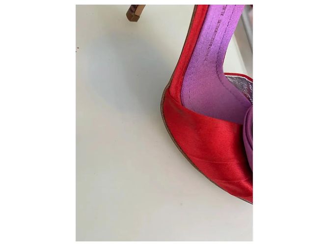 Sandali Giuseppe Zanotti in raso rosso con dettaglio floreale Porpora - vista 8