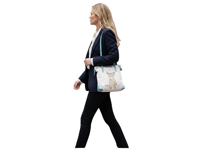 Anya Hindmarch Borsa Tote con Stampa Gatto Multicolore Beige - vista 2