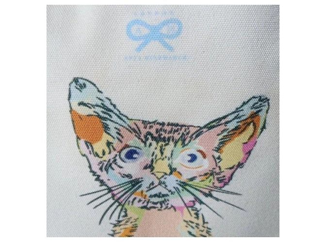 Anya Hindmarch Borsa Tote con Stampa Gatto Multicolore Beige - vista 4
