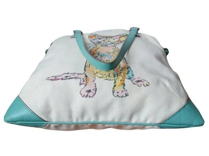 Anya Hindmarch Borsa Tote con Stampa Gatto Multicolore Beige - vista 5