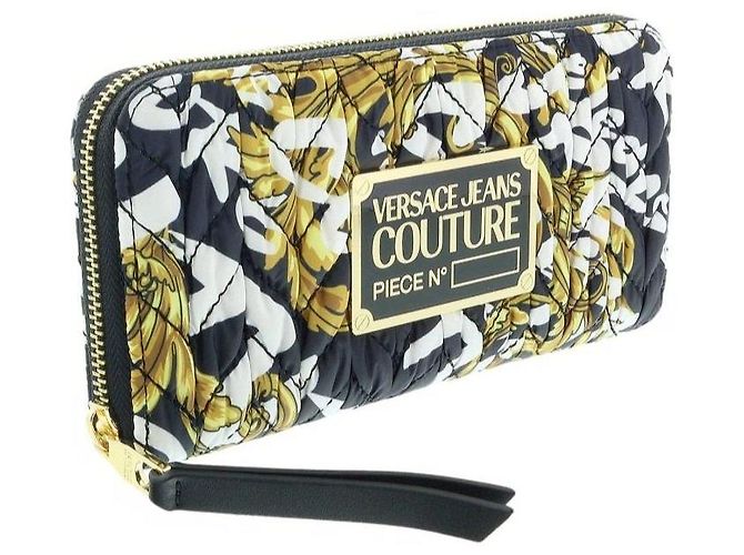 Versace Jeans Couture Cartera Zip Estampado Barroco Negro Blanco Dorado - vista 4