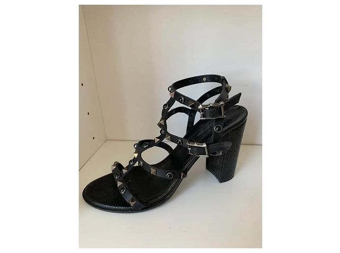 Valentino Garavani Rockstud Sandali Tacco Pelle Nera Nero - vista 2