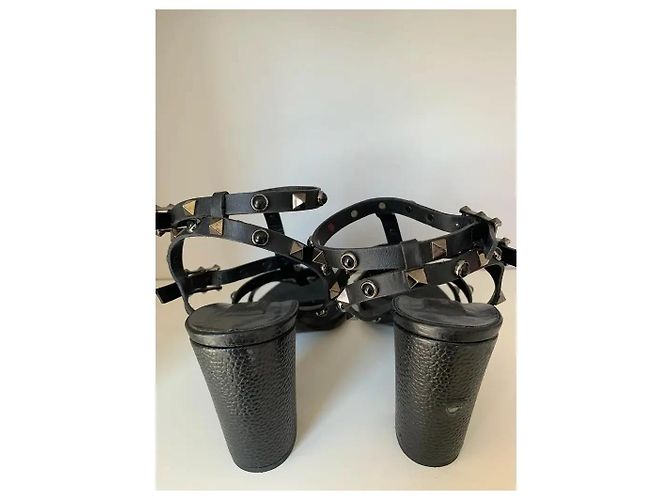 Valentino Garavani Rockstud Sandali Tacco Pelle Nera Nero - vista 4