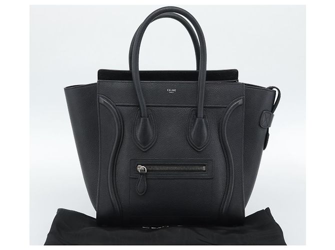 Céline CELINE Luggage Micro Shopper Handtasche aus Leder Schwarz Silber Authentisch ka4855SAM - Ansicht 12