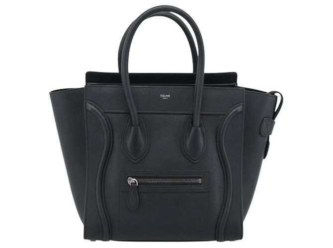 Céline CELINE Luggage Micro Shopper Handtasche aus Leder Schwarz Silber Authentisch ka4855SAM - Ansicht 13