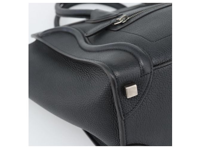 Céline CELINE Luggage Micro Shopper Handtasche aus Leder Schwarz Silber Authentisch ka4855SAM - Ansicht 14