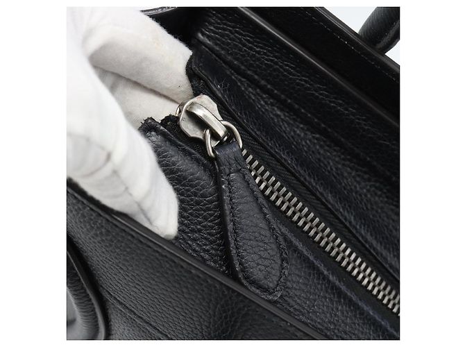 Céline CELINE Luggage Micro Shopper Handtasche aus Leder Schwarz Silber Authentisch ka4855SAM - Ansicht 18