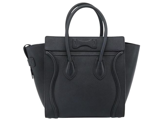 Céline CELINE Luggage Micro Shopper Handtasche aus Leder Schwarz Silber Authentisch ka4855SAM - Ansicht 2