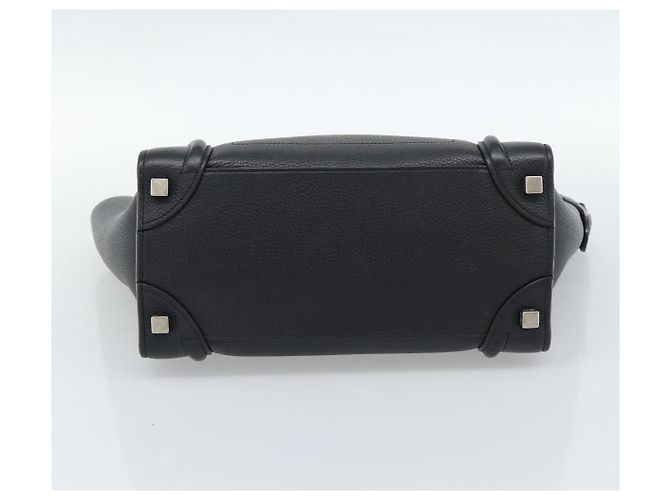 Céline CELINE Luggage Micro Shopper Handtasche aus Leder Schwarz Silber Authentisch ka4855SAM - Ansicht 5