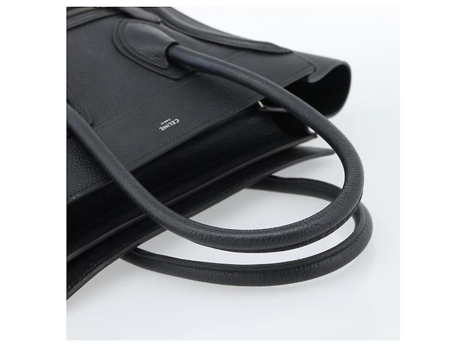 Céline CELINE Luggage Micro Shopper Handtasche aus Leder Schwarz Silber Authentisch ka4855SAM - Ansicht 7