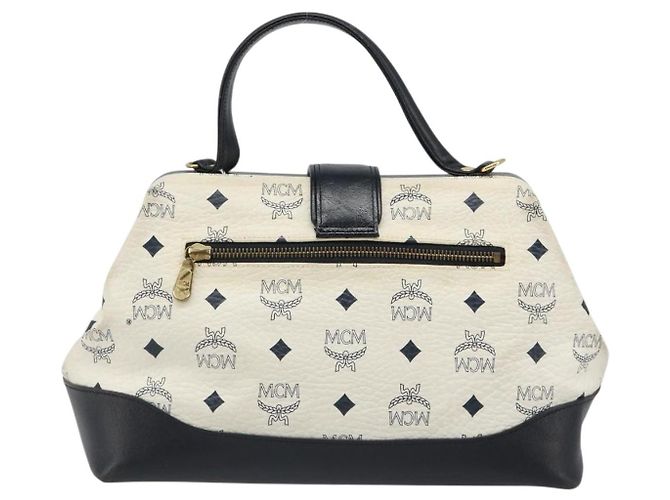 Borsa MCM Vicetos Logogram PVC Pelle White Gold Auth 187374 Bianco D'oro - vista 3