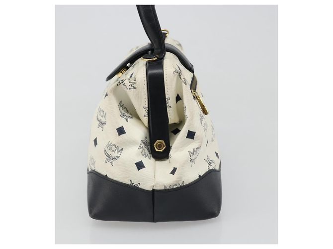 Borsa MCM Vicetos Logogram PVC Pelle White Gold Auth 187374 Bianco D'oro - vista 4