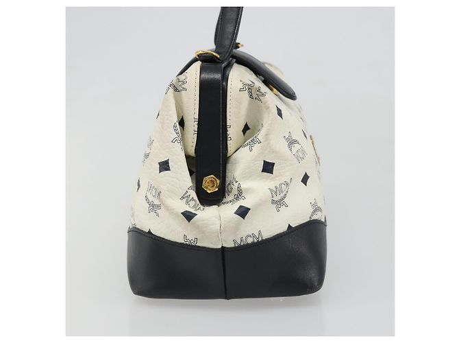 Borsa MCM Vicetos Logogram PVC Pelle White Gold Auth 187374 Bianco D'oro - vista 5