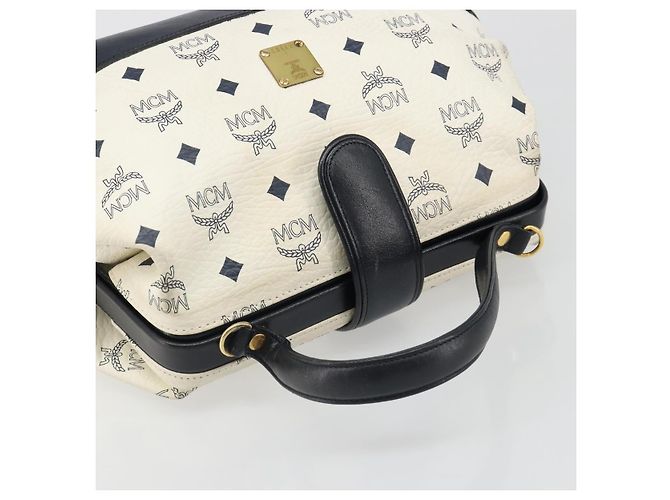 Borsa MCM Vicetos Logogram PVC Pelle White Gold Auth 187374 Bianco D'oro - vista 6